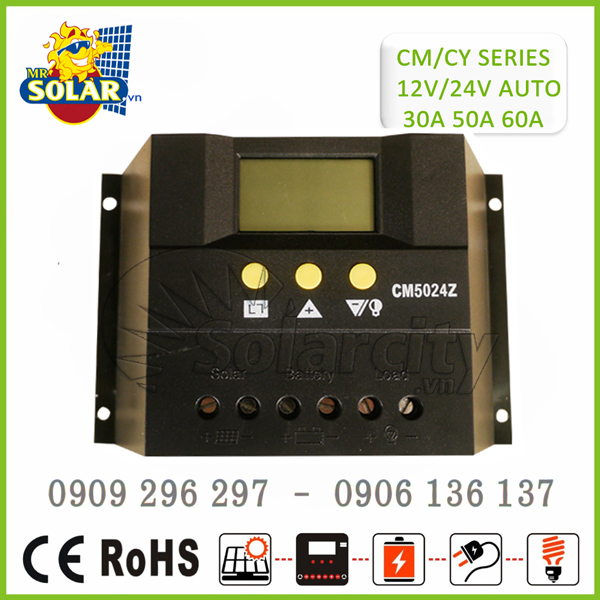 Điều khiển sạc năng lượng mặt trời  PWM6048B-48V/60A LCD