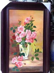 Tranh sứ vẽ tĩnh vật -hoa hồng (90cmx 60cm)
