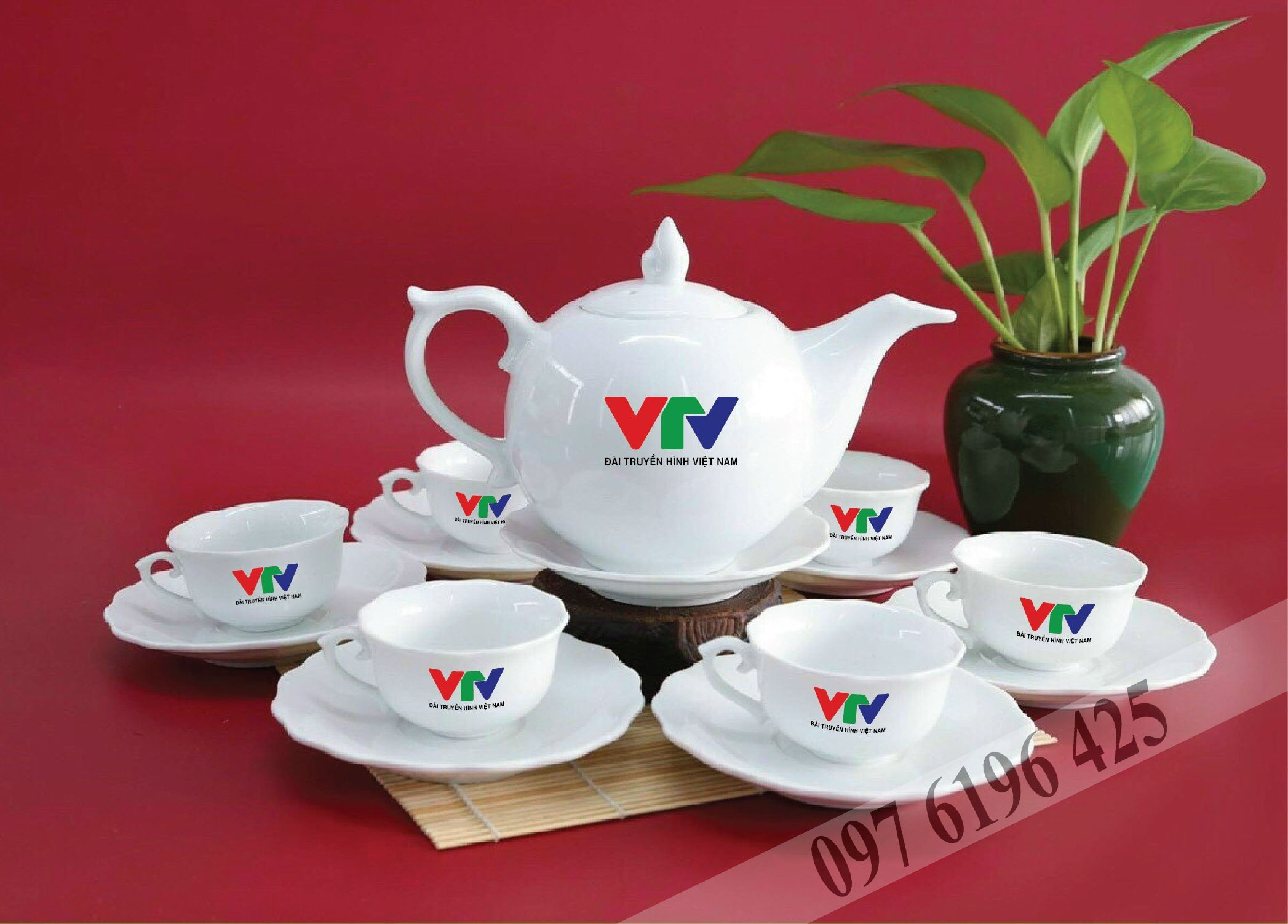 Bộ ấm chén in logo VTV