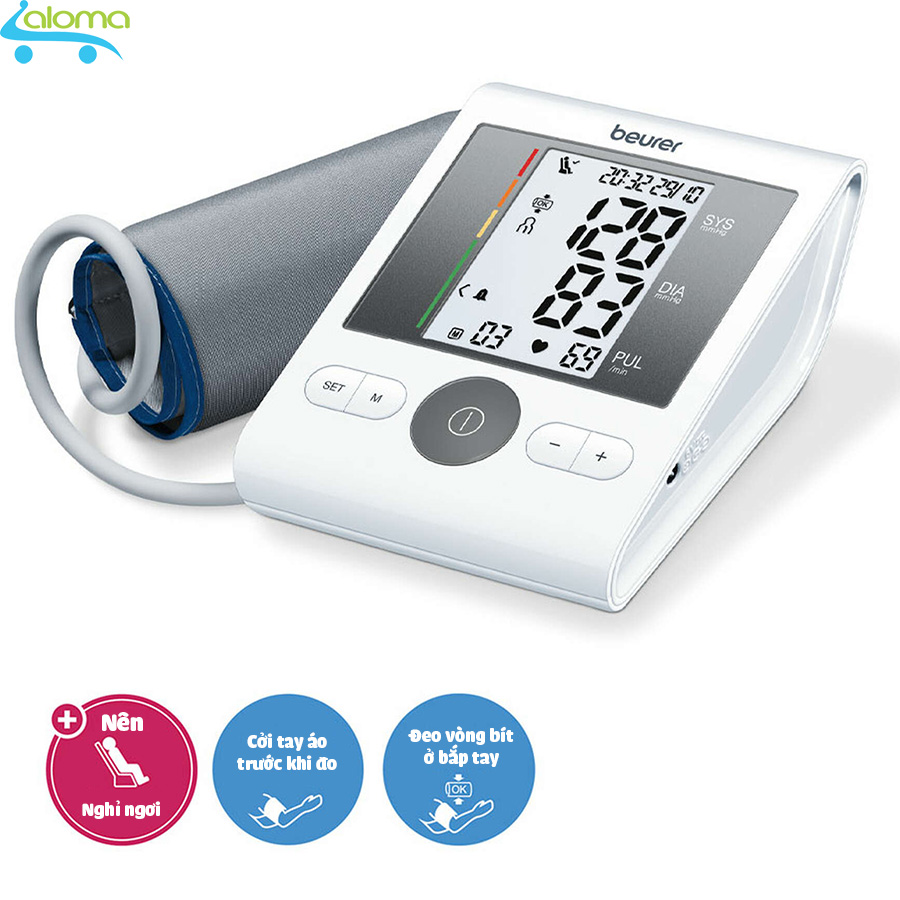 Máy đo huyết áp bắp tay Beurer BM-28 CHLB Đức độ chính xác cao đo nhịp tim huyết áp hẹn giờ đo