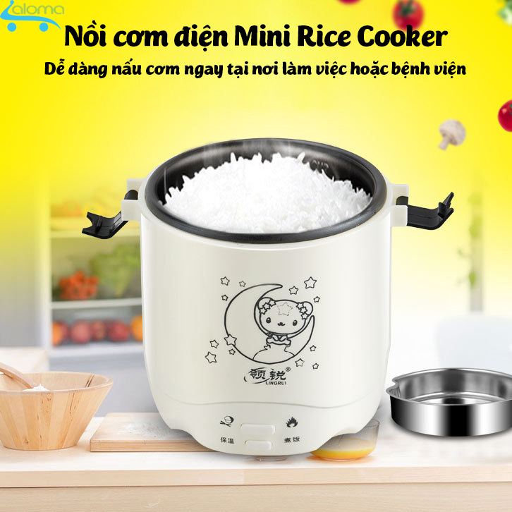 Nồi cơm điện mini 1.2L Mini Rice Cooker nấu cơm làm bánh nấu cháo hầm xương cho 1-2 người ăn