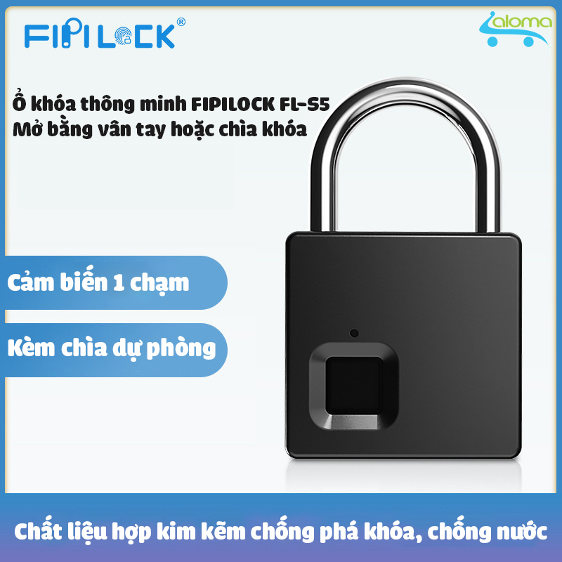 Ổ khóa vân tay kèm chìa khóa cỡ lớn Fipilock FL-S5 chống nước chống phá khóa lưu 10 vân tay