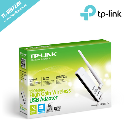 Bộ chuyển đổi USB không dây thu sóng WiFi TL-WN722N 150Mbps