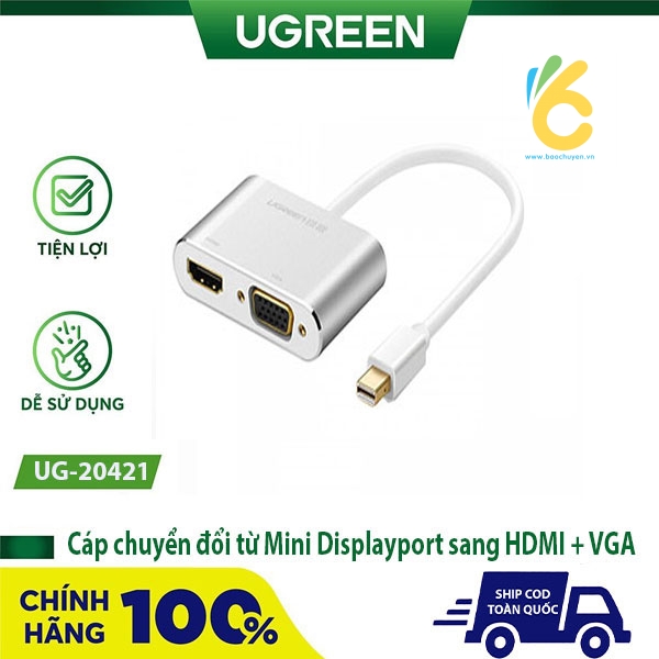 Cáp chuyển đổi cao cấp Mini Displayport to HDMI và VGA Ugreen UG-20421