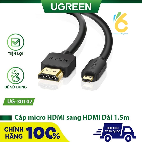 Cáp micro HDMI sang HDMI dài 1.5m chính hãng Ugreen UG-30102