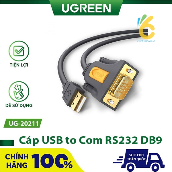 Cáp chuyển đổi USB to Com RS232 DB9 chính hãng Ugreen UG-20211