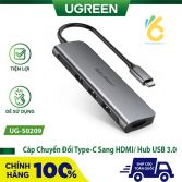 Cáp chuyển đổi Type-C sang HDMI Hub USB 3.0 hỗ trợ sạc cổng USB-C chính hãng Ugreen UG-50209