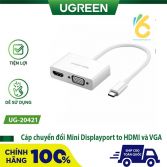 Cáp chuyển đổi Mini Displayport to HDMI và VGA chính hãng Ugreen UG-20421