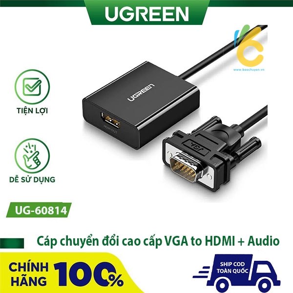 Cáp chuyển đổi cao cấp VGA to HDMI Ugreen UG-60814