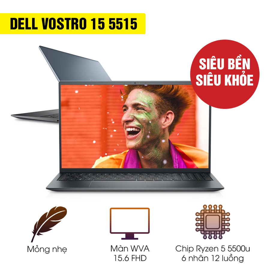 [Mới 100%] Laptop Dell Vostro 5515 - Ryzen 5 - 5500U / Ram 8GB / SSD 256GB / Black