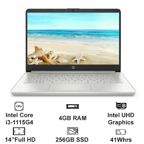 [Mới 100%] Laptop HP 14-DQ2055WM 39K15UA - Intel Core i3 - 1115G4 / Ram 4GB / SSD 256GB / Silver.