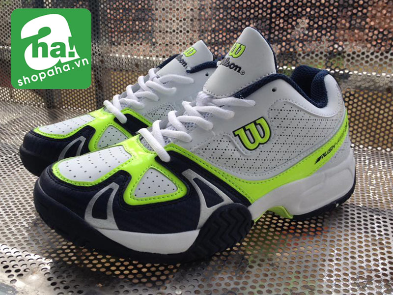 Giày tennis trắng đen xanh lá Wilson gtt35