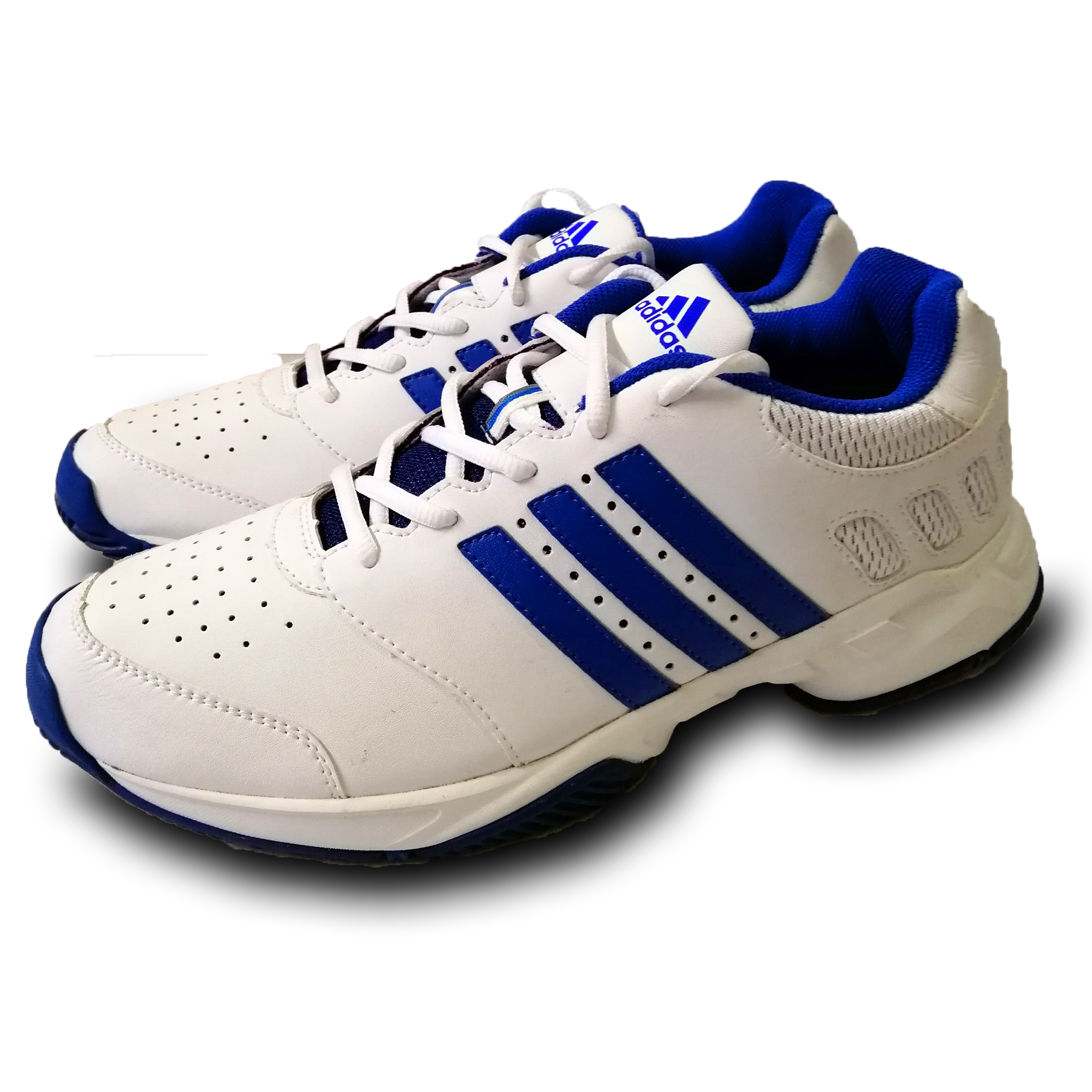 giày tennis adidas trắng 3 sọc xanh