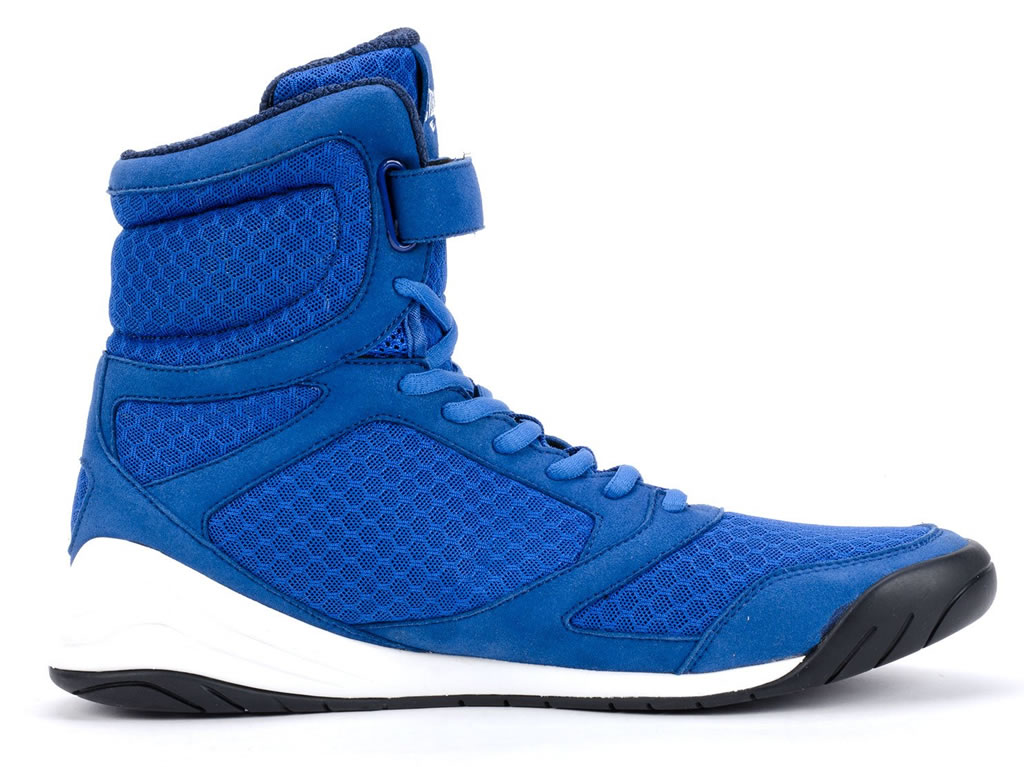 Blue-Everlast-Elite-High-Top-Boxing-Shoes-Side