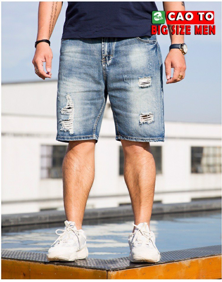 Quần Short Jeans Nam Màu Xanh Chính Hãng Chất Lượng Cao Thời Trang Big Size Men