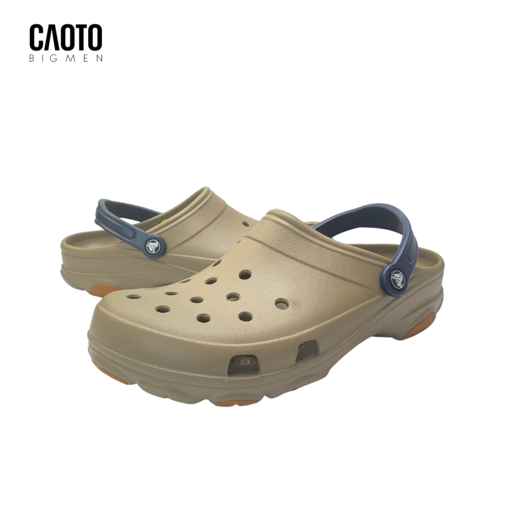 Dép Clog Crocs Classic Màu Nâu Nhạt Quai Đen Big Size Nam 45 46 47 48