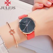 Đồng hồ nữ JULIUS Hàn QUốc JA978 dây da đỏ - size 34