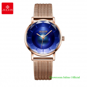Đồng hồ Julius nữ JA1129A dây thép vàng đồng mặt xanh - size 30