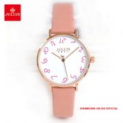 Đồng hồ nữ Julius JA1170A dây da hồng - Size 32