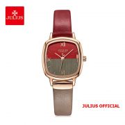 Đồng hồ nữ Julius JA-1240 dây da đỏ nâu - Size 25