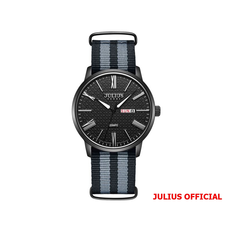 Đồng hồ nam Julius JAH-124 dây vải mặt đen - Size 40