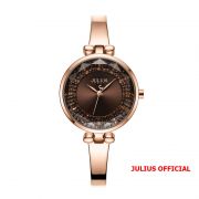 Đồng hồ nữ Julius JA-1228 dây dây thép vàng đồng mặt nâu - Size 30