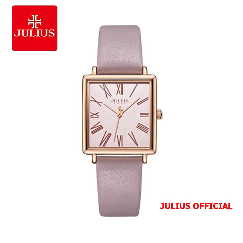 Đồng hồ nữ Julius JA-1269 dây da hồng - Size 27