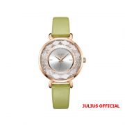 Đồng hồ nữ Julius JA-1203 dây da xanh chuối - Size 34