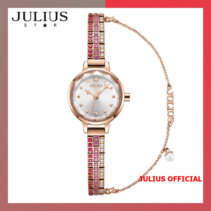Đồng hồ nữ Julius Star JS-035 dây thép vàng đồng kính sapphire - Size 20