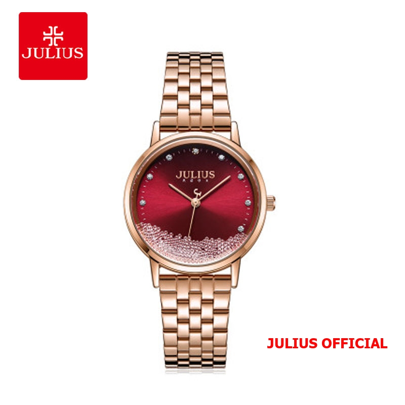 Đồng hồ nữ  Julius JA-1283 dây thép mặt đỏ - Size 32