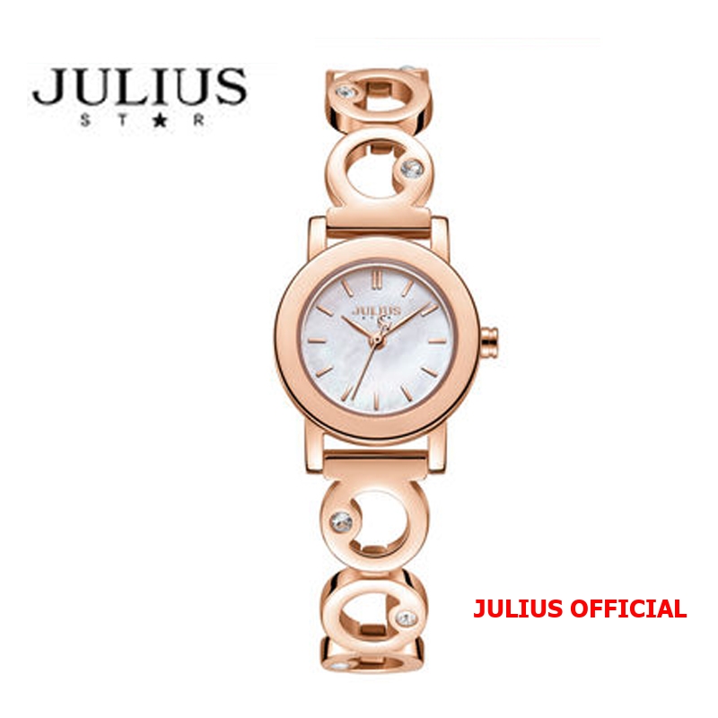 Đồng hồ nữ Julius Star JS-056 dây thép vàng đồng sapphire | Size 24