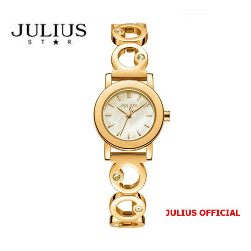 Đồng hồ nữ Julius Star JS-056 dây thép vàng sapphire | Size 24
