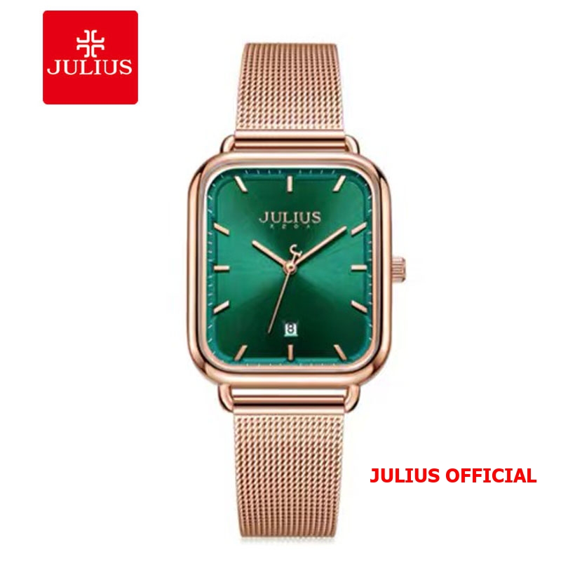 Đồng hồ nữ Julius JA-1297 dây thép mặt xanh | Size 31