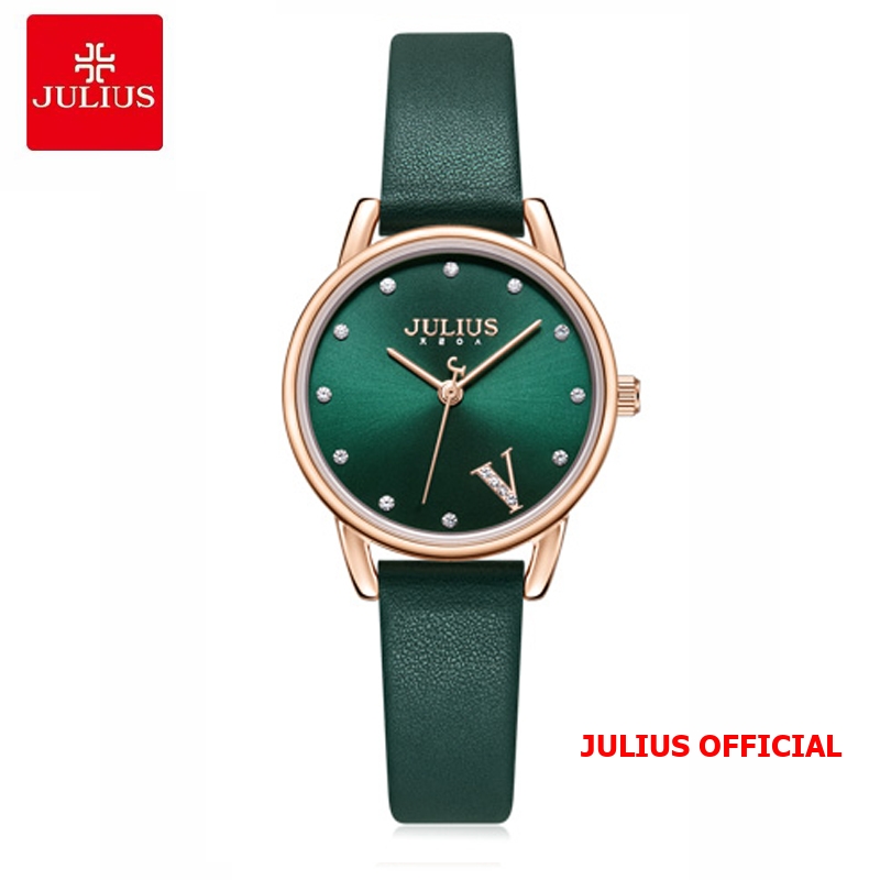 Đồng hồ nữ Julius JA-1307 dây da xanh|Size 29