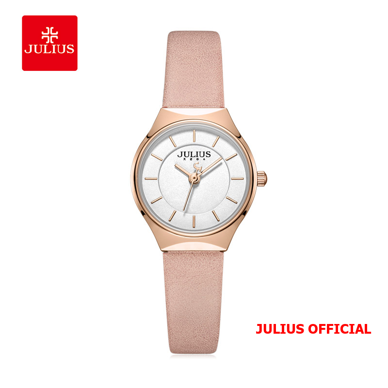 Julius Official | Đồng hồ nữ Julius JA-1343 dây da hồng