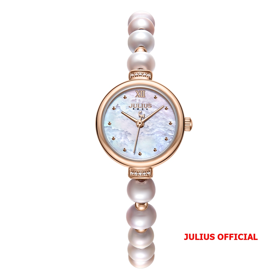 Đồng hồ NỮ Julius JA-1346C dây ngọc trai trắng tím