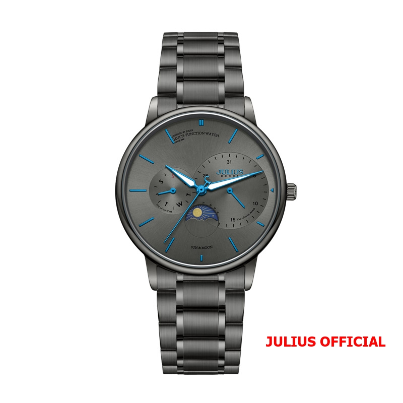 Julius Official | Đồng hồ nam Julius JAH-139 dây thép xám  size 39.5