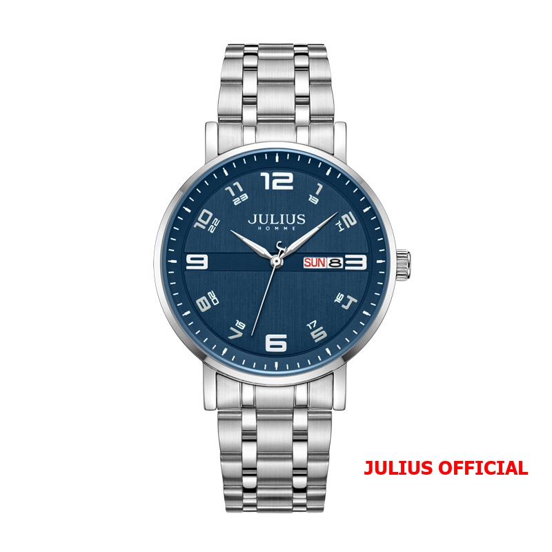 Julius Official | Đồng hồ nam Julius JAH-140 dây thép mặt xanh  size 42