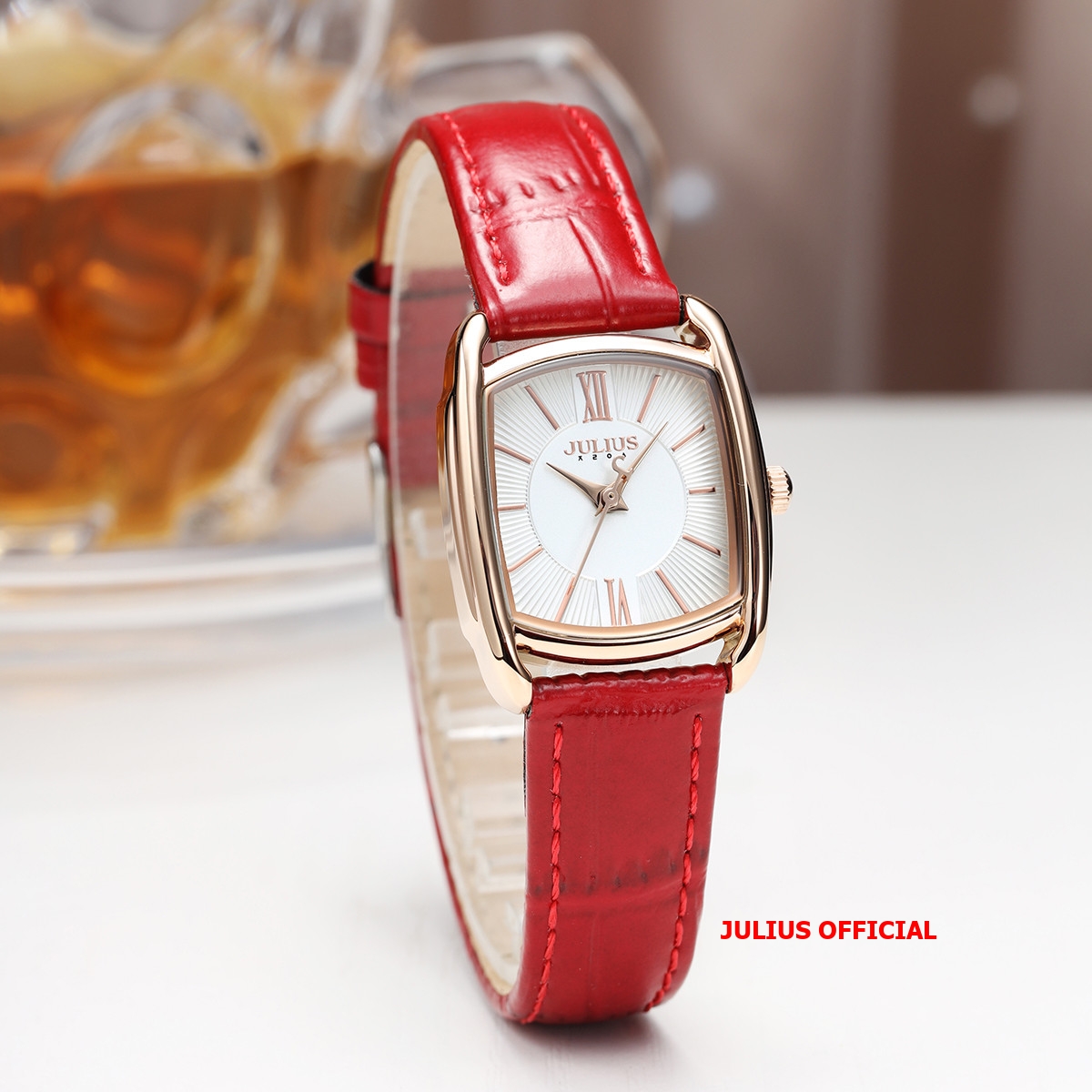 Đồng hồ nữ Julius JA-1364 dây da đỏ| Julius Official