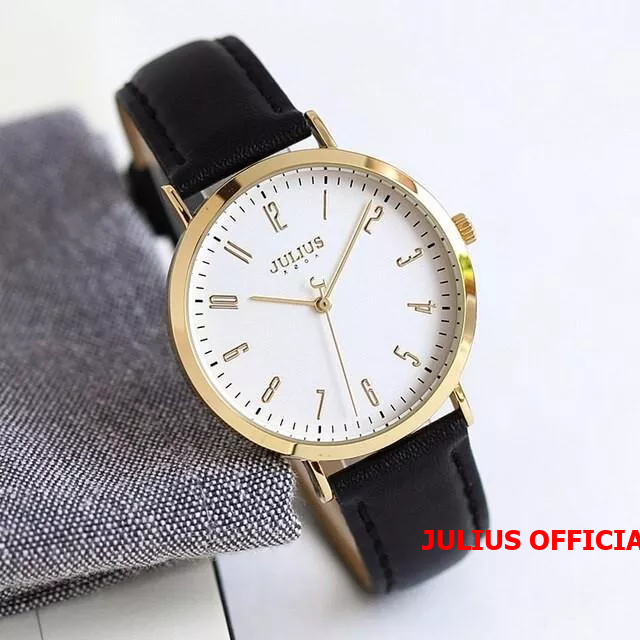 Đồng hồ nam Julius JA-1017 dây da đen Size 36| Julius Official