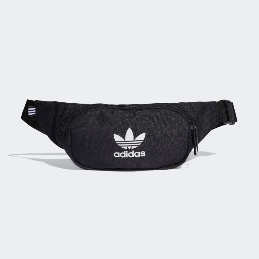 Túi đeo chéo bao tử Adidas màu đen logo trắng