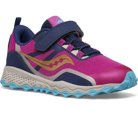 Giày Saucony Kids Peregrine 12 Shield Girls Trail Running Shoes- Navy/Pink/Turquois