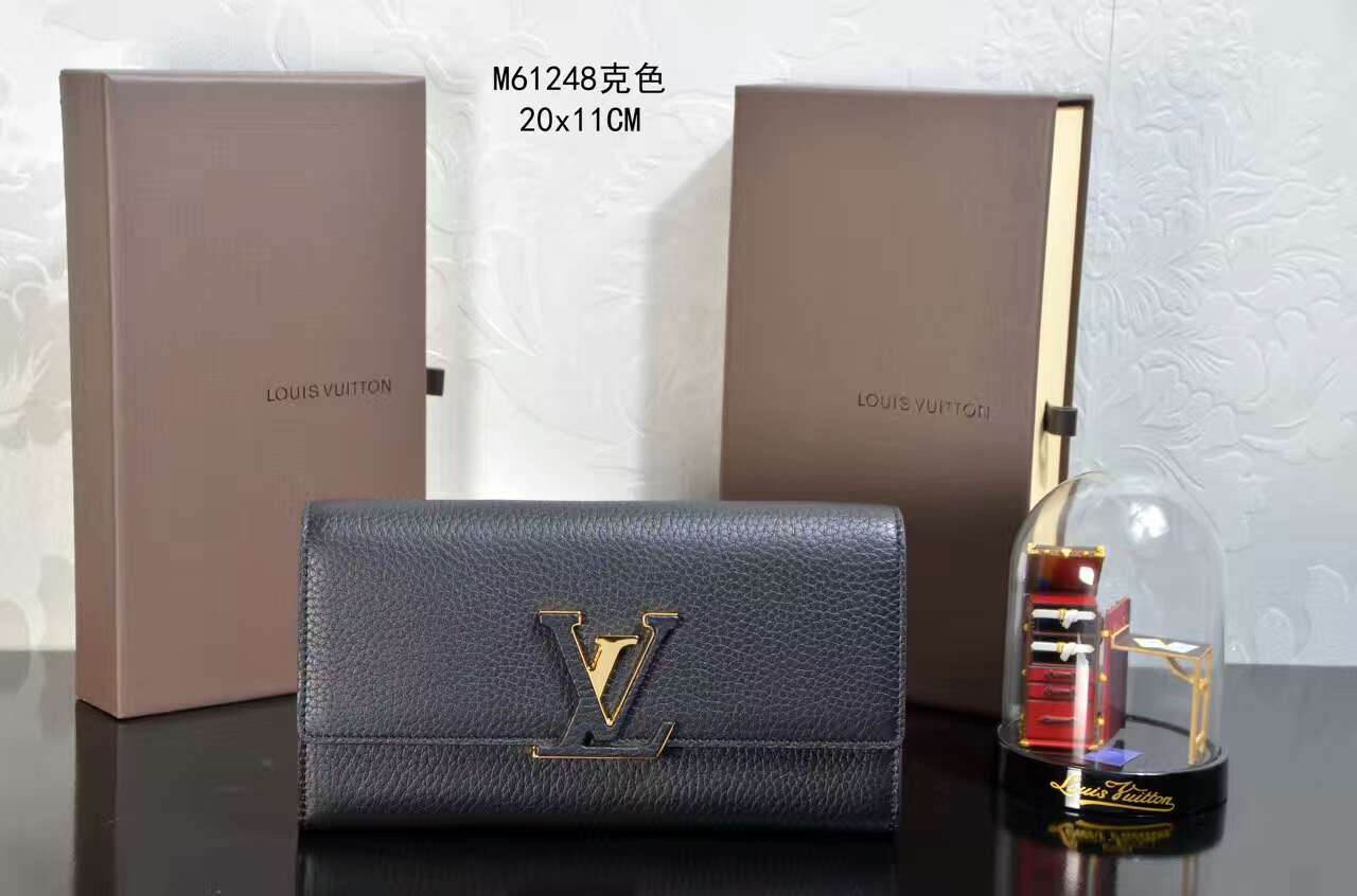 Ví Nữ  Louis Vuitton Taurillon Leather Capucine Wallet-M61248-VNLV107