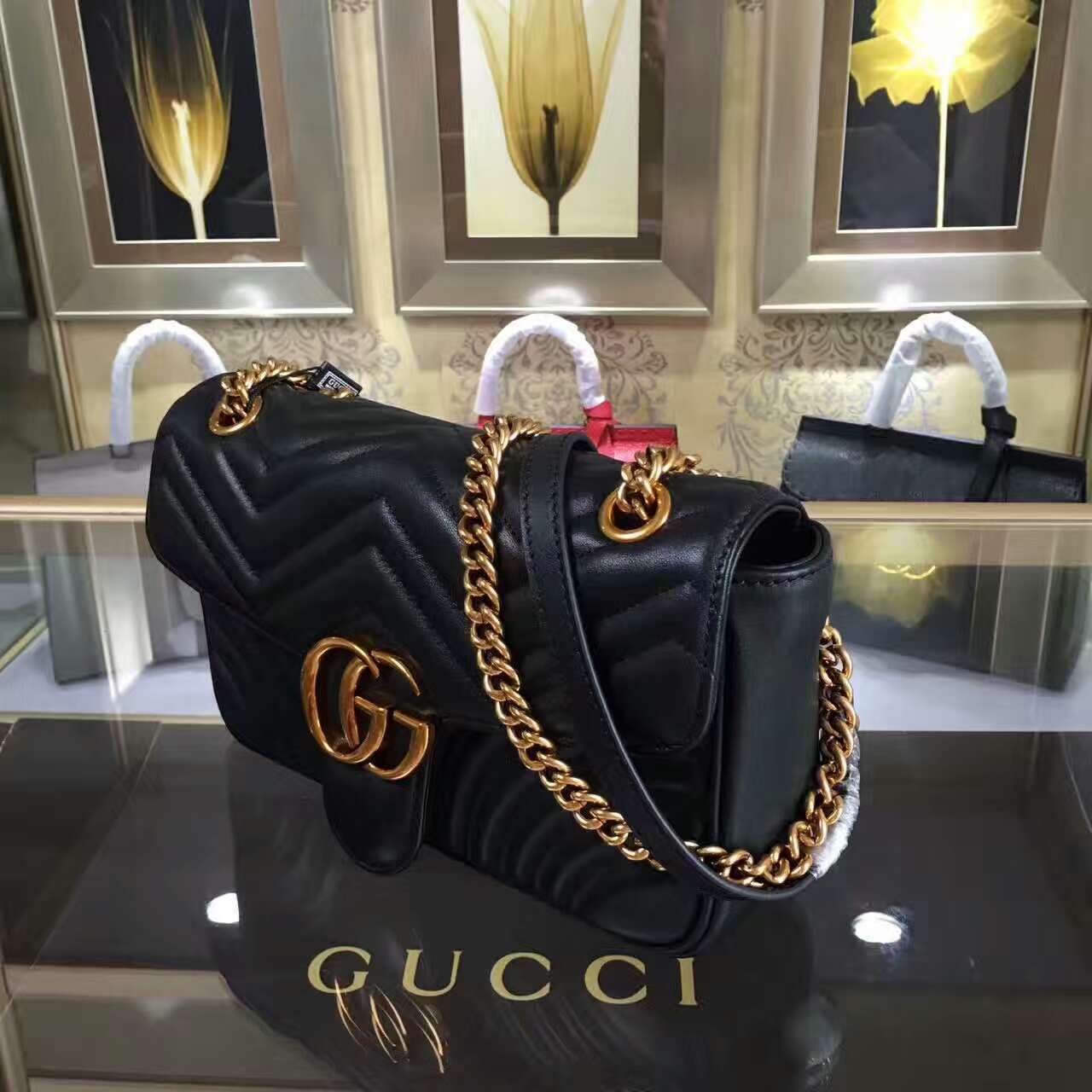 Gucci GG Marmont matelassé shoulder bag-443497-txgc015(1)