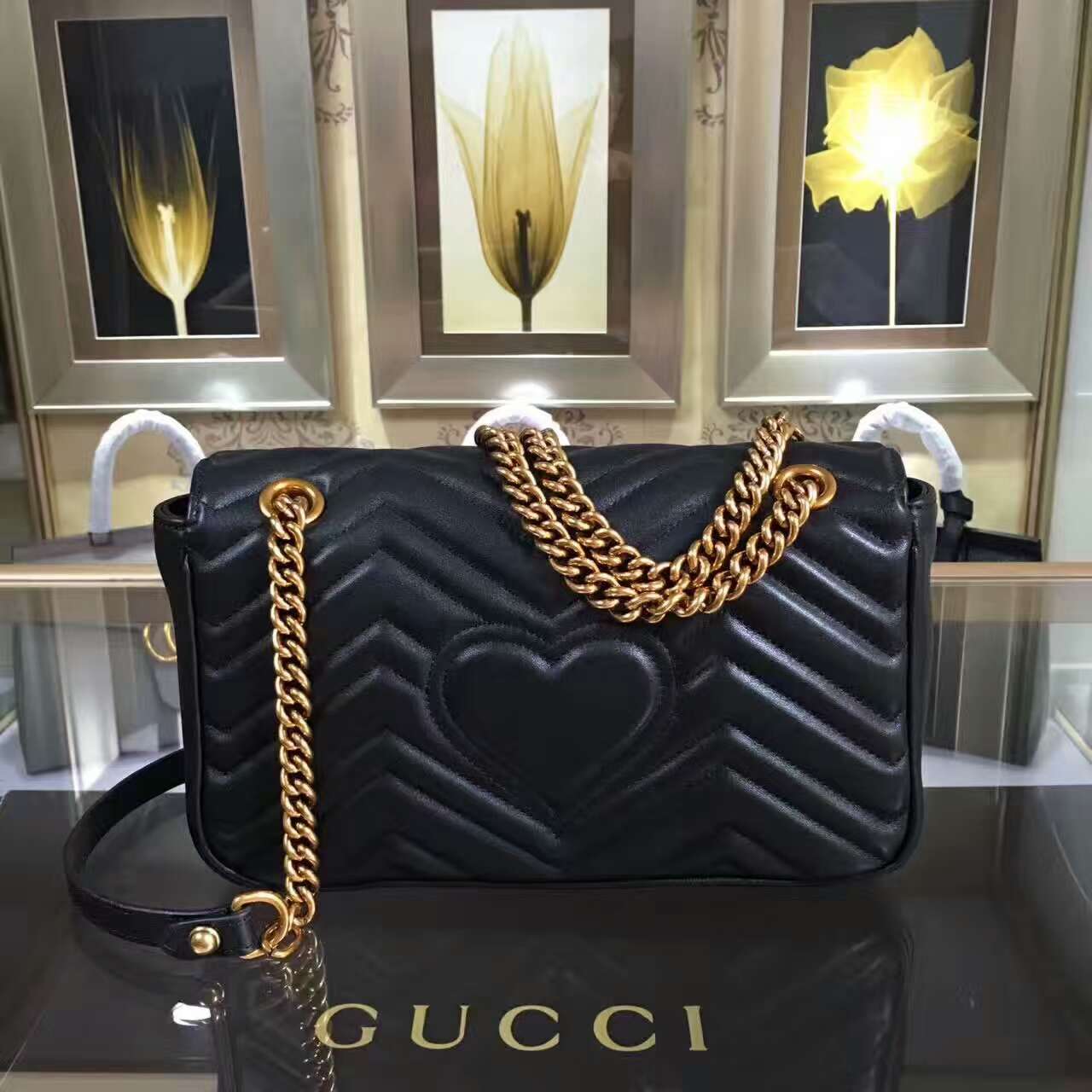 Gucci GG Marmont matelassé shoulder bag-443497-txgc015(2)