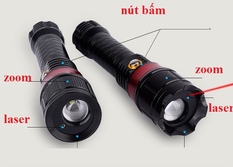 n pin Cree T6 kết hợp đèn pin và laser (3)