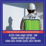 Tập đoàn xây dựng Zhongyifeng vinh được vinh danh TOP80 - ENR doanh nghiệp xây dựng hàng đầu Trung Quốc 2021(38/80)