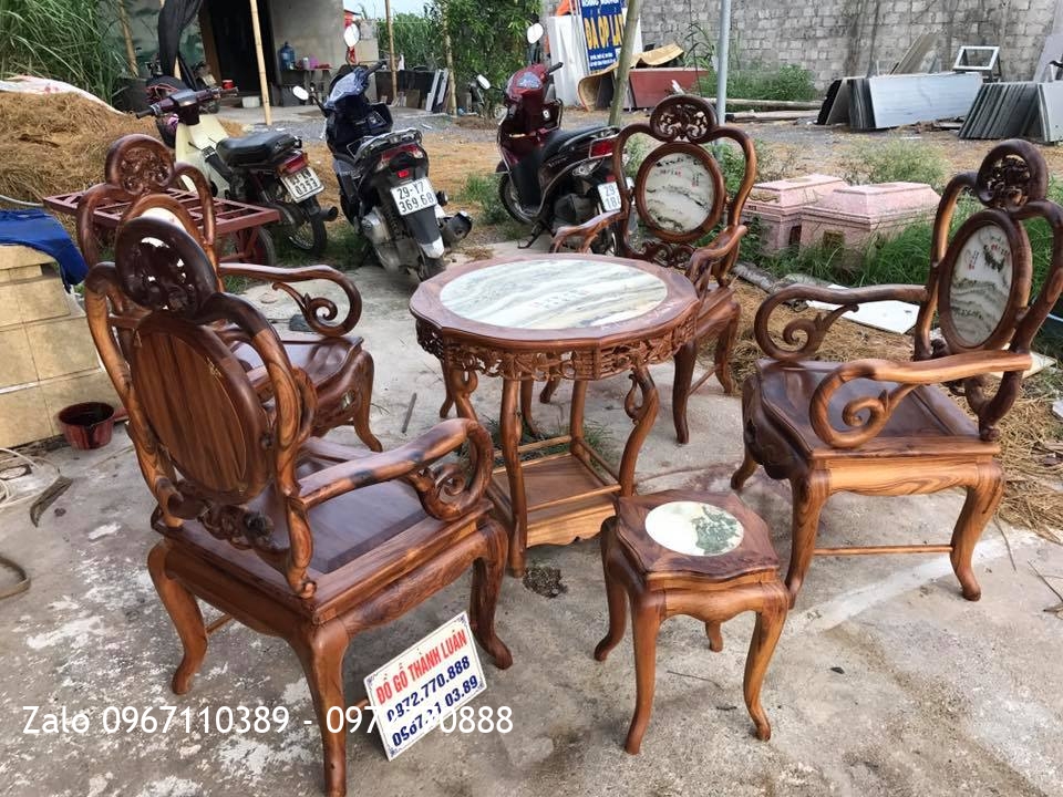 Bộ bàn ghế guột nho 7 món gỗ gụ ta Quảng Bình 