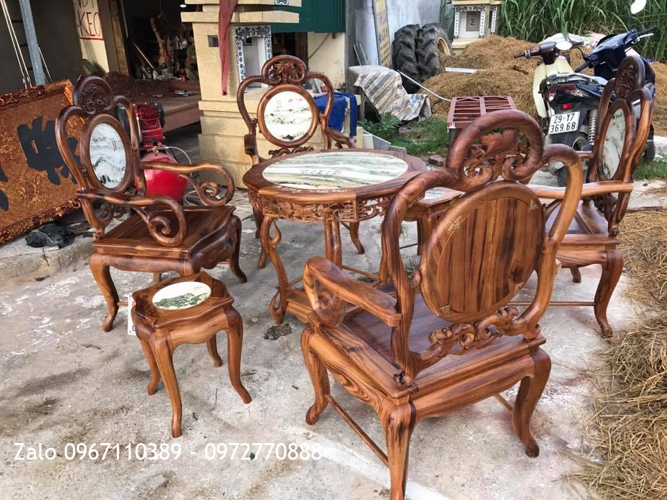 Bộ bàn ghế guột nho 7 món gỗ gụ ta Quảng Bình