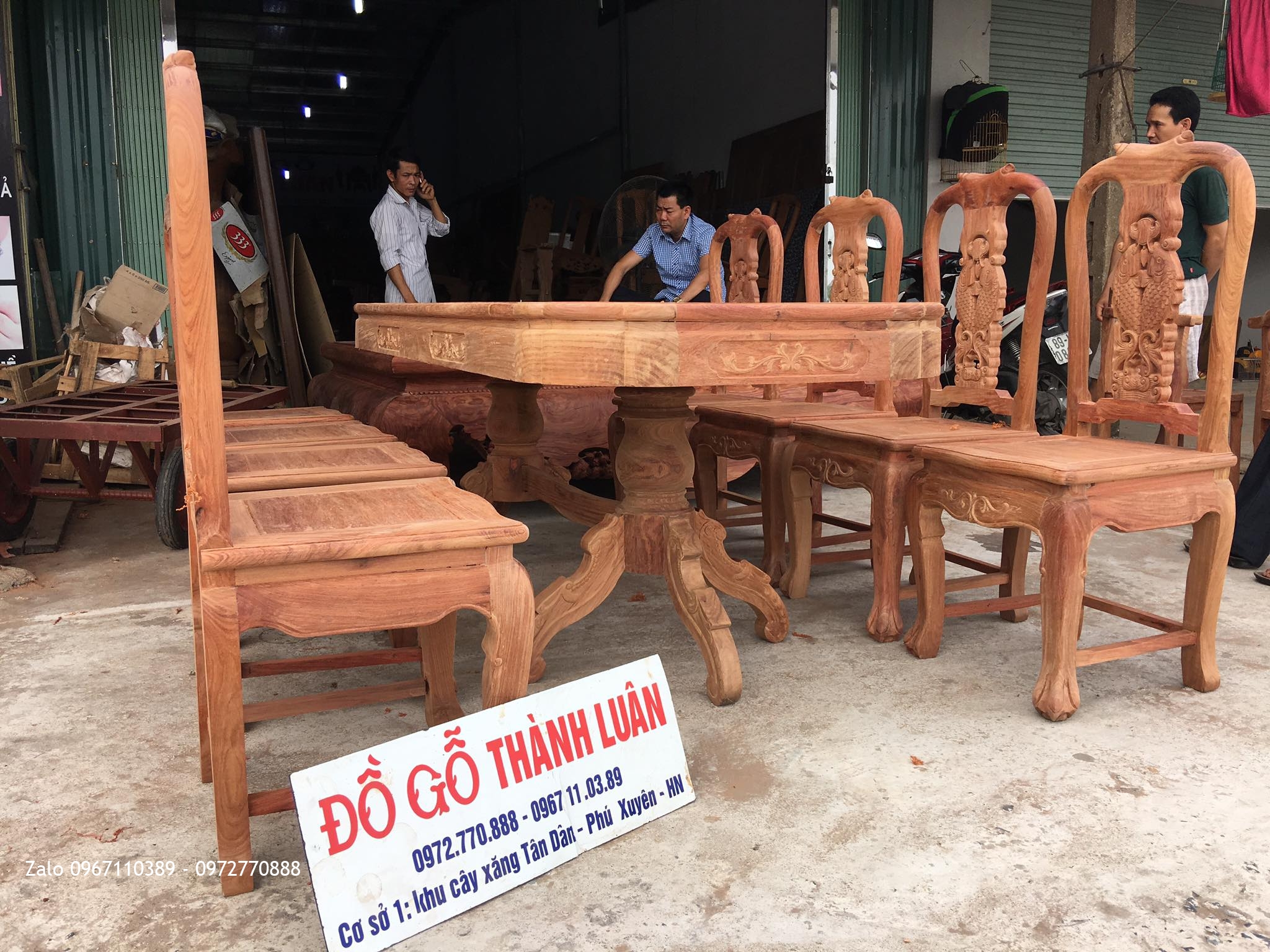 Bàn ghế ăn cá chép, bàn ghế góc gỗ hương Lào. B.Vinh HN, 
